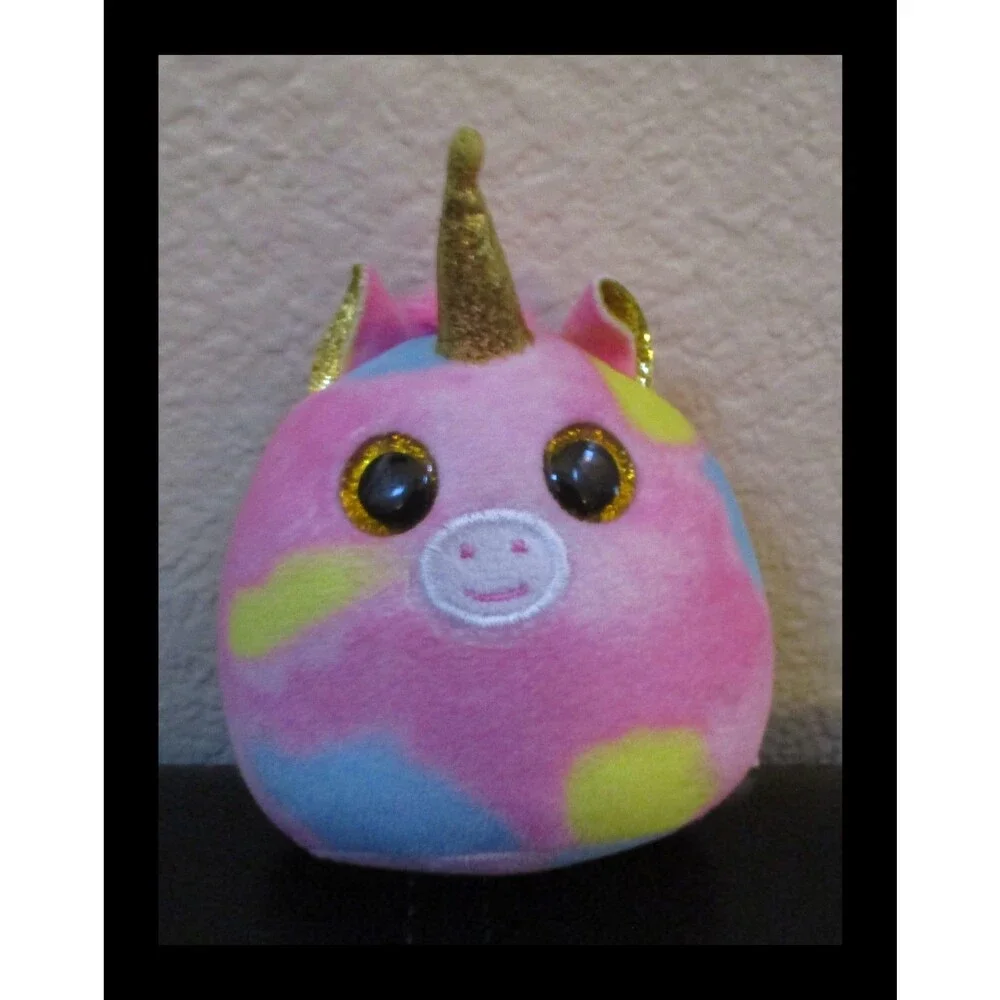 Ty Squish A Boo Fantasia Gold Horned Unicorn with Clip Small 3